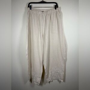 ASOS Cotton Linen Blend Wide Leg Pants Embroidered Ankle Women’s 8-10 Medium